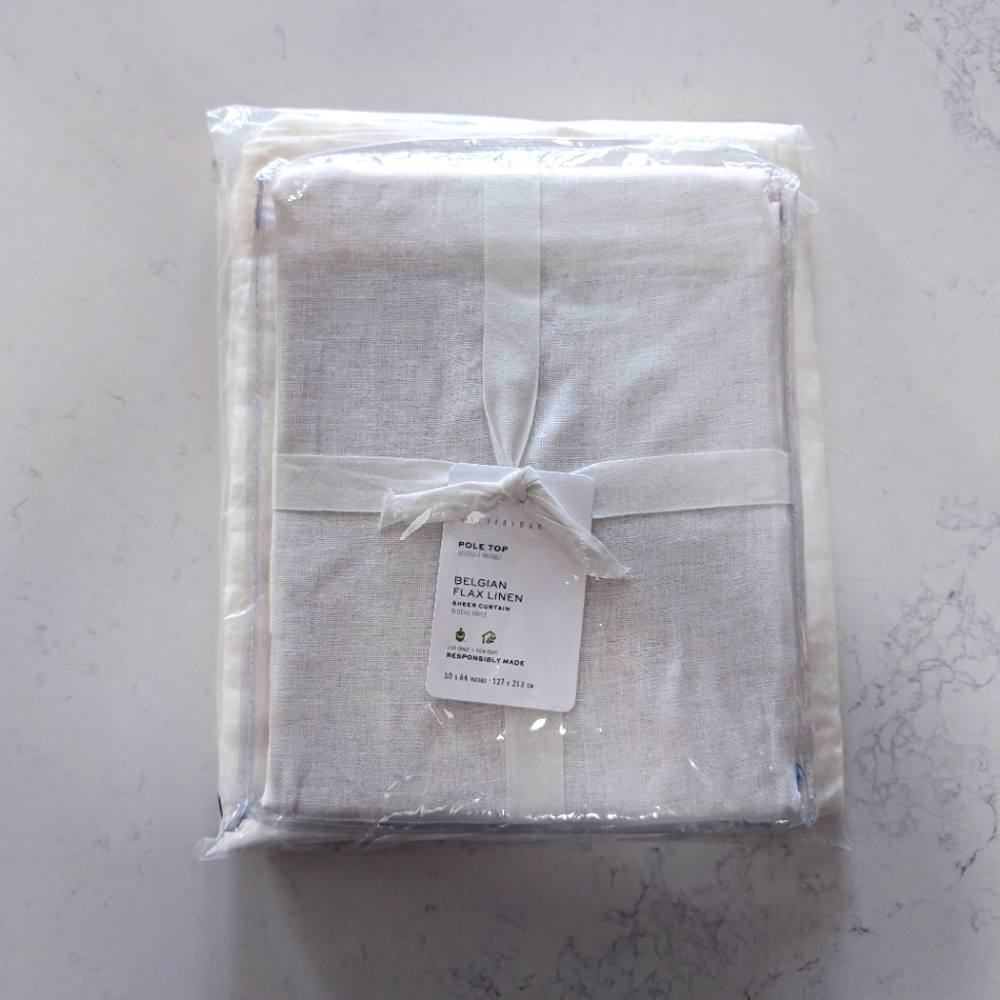 Pottery Barn Belgian Flax Linen Curtains 50x84 (White) - Set of two